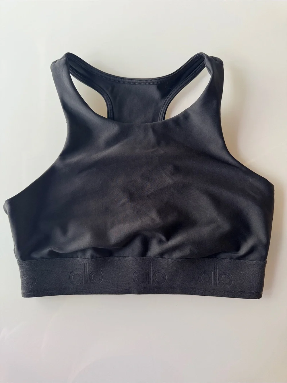 ALO Yoga Black High Neck Racerback Sports Bra